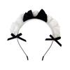 Diadema de Encaje Retro Francés con Lazo Clips para el Cabello de Maid Lindo Tocado Cos Versátil Diadema para Salir Halloween