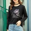 Camiseta Branca de Algodão Manga Longa Feminina Primavera e Outono Moda Coreana Solta Nicho Camisa de Camada Alta e Baixa para Pessoas Baixas