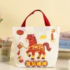 Sacola de Presente Ano Novo do Cavalo, Sacola Tote Infantil Mensagem de Ano Novo, Sacola Pequena para Presente de Recompensa para Alunos, Sacola de Lona para Lembrança