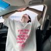 Camiseta de manga corta con estampado de letras borrosas en color rosa de moda