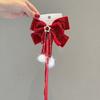Lazo Rojo Grande de Año Nuevo Pasador para Niños Borla de Terciopelo Dorado Adorno para la Cabeza Femenino Pinza Superior Accesorios para el Cabello de Niña de Año Nuevo