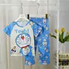 Pijama Infantil, Calça Longa para Meninas, Roupas de Verão de Manga Curta, Conjunto de Roupas Caseiras Fofas de Princesa para Crianças de Meia-Idade e Mais Velhas, Adequado para Usar Fora
