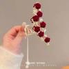 Pinza de Garra con Borla de Rosa de Hada Estilo Bosque para Mujer, Pinza de Mariposa Grande Fresca y Elegante para la Parte Posterior de la Cabeza, Pinza de Tiburón