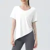 Roupa de Yoga de Seda Gelada Manga Curta Tops Esportivos Femininos Blusa Solta Respirável Treinamento Fitness Roupa Camiseta Esportiva Manga Curta Verão