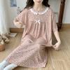 2025 Nuevo Camisón de Algodón Tonificante de Verano de Manga Corta de Largo Medio Encaje Dulce Suelto Talla Grande Pijama Ropa para el Hogar