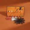 Pendientes de Halloween de gran venta con combinación de dibujos animados, divertidos pendientes con diseño de cabeza de calabaza, fantasma y murciélago.