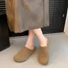 Chinelos Birkenstock de Pelúcia com Solado Grosso para Aumento de Calor de Algodão para Mulheres, Uso Externo, Novidade Outono/Inverno 2026, Slip-on Fechados Meio-Chinelos