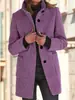 2023 Otoño e Invierno Transfronterizo Retro Europeo y Americano Botón Cuello Alto Chaqueta de Lana Ropa para Mujer