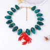 Collar Colgante de Cangrejo Exagerado Estilo Vacaciones Oceánicas Casual Europeo y Americano con Cuentas de Aleación y Esmalte Versátil para Mujer
