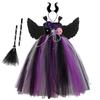 2026 Halloween Ropa Europea y Americana para Niños Vestido de Encaje Bruja Largo Floral Vestido de Princesa Vestido de Fiesta Tutú