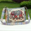 Nueva Bolsa de Tambor con Correa de Flores Estilo Étnico de Yunnan Bolso Cruzado Lona Bordado Dorado Bolso de Hombro para Mujer Bolsa de Tela Bolsa para Puesto Callejero