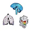 Broche Creativo de Órganos Humanos de Dibujos Animados Corazón Cerebro Pulmón Modelado Insignia Personalidad Médica Aleación Accesorios para Ropa