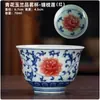 Taza de té vintage azul y blanco, taza invertida, cerámica Dehua, diseño de paisaje, uso doméstico, juego de té kung fu, taza para invitados, venta al por mayor de fabricante
