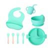 Prato de Silicone para Bebê, Tigela de Alimentação Infantil com Ventosa, Louça Antiderrapante e Antivazamento, Garfo e Colher para Complemento Alimentar de Bebê, Prato Dividido