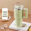Taza de Acero Inoxidable 304 con Asa, Vaso Portátil, Taza de Agua para Coche Estilo Ins, Vaso Portátil de Gran Capacidad para Oficina con Popote