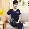 Pijamas de Algodón y Lino para Mujer, Conjuntos de Dos Piezas de Manga Corta de Verano para Mujeres de Mediana Edad y Mayores, Atuendos para Abuela y Mamá, Ropa para el Hogar, Transpirables y Adecuados para Usar Afuera