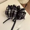 Presilha de Cabelo com Laço de Fita Xadrez Vintage para Mulheres, Prendedor Banana para Rabo de Cavalo Alto, Presilha de Garra Novo Estilo Outono e Inverno