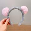 Versão coreana infantil de outono e inverno com orelhas de urso de desenho animado em pelúcia, tiara de rede para meninas, fofa, vendendo fofa, tiara com pompom de pelo, atacado