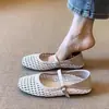 Zapatos de Red Hueca Tejidos Estilo Francés 2026 para Mujer, Zapatos de Malla Mary Jane Verano 2026, Sandalias Planas Slip-On