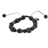 Pulsera Cuadrada de Lava Volcánica Explosiva Transfronteriza Pulsera para Hombres y Mujeres Abalorios de Cristal Negro Mate Pulsera Ajustable