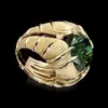 Anillo de compromiso de lujo para mujer, chapado en oro, con diamante de circón verde, superventas transfronterizo, joyería al por mayor