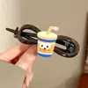 Presilha de bico de pato marrom de cachorro coreano, presilha elegante para coque torcido, presilha de cabelo volumizadora para a parte de trás da cabeça, acessório de cabelo de alta qualidade
