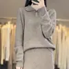 Suéter de Lana Pura con Cuello de Muñeca Tejido a Crochet Nuevo Otoño e Invierno Suéter Pulóver para Mujer Brisa Suave Holgado Delgado Elegante