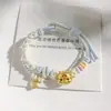 Pulsera de Doble Capa Flor de Durazno Doble Nudo Pulsera Tejida a Mano Xiaohongshu Cuentas Portables Passepartout Dorado Cuentas de Transferencia