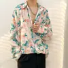 Camisa floral vintage estilo Hong Kong retrô verão havaiana rua legal solta casal manga longa camisa marca da moda outerwear top