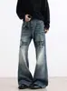 Jeans casuales de pierna ancha, ligeramente atrevidos, de alta gama europea, con estampado de letras, de moda, para hombre y mujer, novedad 2025