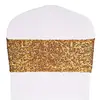 Tiras Elásticas Cruzadas para Encosto de Cadeira Laço Aro para Banquete de Casamento Suprimentos de Casamento Decoração de Banquete Flor no Encosto da Cadeira Capa de Cadeira Lantejoulas