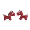 Aretes de Caballo con Goteo de Aceite Rojo para el Año del Caballo, Diseño Nuevo Versátil Vintage, Aretes de Gama Alta de Nicho para el Año del Caballo