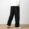 Calça Reta Masculina Nova de Primavera Nova Estilo Chinês Veludo Vertical Dosagem Solta Corte Tridimensional Reta Casual