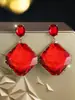 Bestseller transfronterizo: Pendientes cuadrados de circón de lujo para mujer con colgantes de doble circón