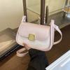 Bolso Cuadrado Pequeño 2025 Otoño Nuevo Textura Color Contrastante Bolso Bufanda de Seda Moderno Versátil Correa Doble para Hombro Bolso Bandolera Individual para Hombro