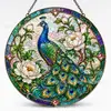 Artesanato Tiffany Vidro Colorido Pavão Decoração Pendente Redonda de Vidro Janela Transparente Decoração Pendente Exportação Decoração de Casa Ornamento Pendente