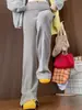 Pantalones Acampanados Grises con Forro de Felpa Otoño/Invierno 2026 para Mujer, Holgados Casuales Diarios para el Trabajo, Deportivos, Adelgazantes, Pantalones de Yoga