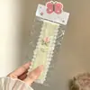Faixa de cabelo de tricô floral com velcro para mulheres, presilha de franja floral doce, faixa de cabelo para arrumar o cabelo, acessório de cabelo estilo pastoral francês