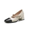 Zapatos Gruesos de Tacón Alto para Mujer, Nuevo Estilo Verano 2026, Mary Jane Estilo Francés Piel Suave Cómodos Versátiles Punta Cuadrada Zapatos de Salón