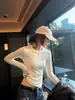 Camiseta de Manga Larga Baisiwang 2026 Nuevo Principios de Otoño Estilo Delgado Corte Ajustado Top Elegante de Moda con Hombros Rectos