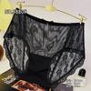Ropa Interior Femenina de Encaje Rojo Grande Sexy Negra Sin Costuras de Cintura Media Algodón Puro en la Entrepierna Transpirable Ropa Interior Roja del Año del Zodiaco para Mujeres