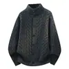 Suéter Cardigan de Punto para Hombre Otoño/Invierno 2026, Moda Estilo Old Money, Cuello Alto de Pie Trenzado, Abrigo Chaqueta de Punto Engrosado