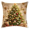 Funda de almohada navideña Muñeco de nieve Regalo Funda de almohada estampada Decoración de Navidad para sofá, dormitorio, sala de estar Funda de cojín Felpa corta