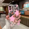 Capa de celular minimalista estilo nórdico com estampa de bolinhas e estrelas rosas para iPhone 17, capa protetora transparente para Apple 16