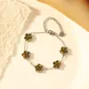Pulseira de Trevo de Cinco Folhas Dopamina Dupla Face Versão Alta Transfronteiriça Luxo Leve Simples Senso Avançado 18k Não Desbota Cor Joga