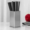 Tubo de acero inoxidable para palillos chinos, caja de almacenamiento cuadrada para palillos chinos y cucharas, estante para cucharas de sopa para restaurantes y hoteles, tubo de drenaje comercial