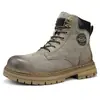 Botas Amarelas Grandes Estilo Quente Masculino Couro Genuíno Versátil Botas Martin Estilo Britânico Feminino Sola Grossa Aumento de Altura Casal Botas de Trabalho Casuais para Exterior