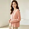 Cardigã de cor sólida com mangas compridas para primavera e outono, gola redonda, abotoamento simples, confortável, simples, casaco casual, jaqueta de base 12358