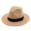 Sombrero de ala ancha de imitación fieltro estilo europeo y americano para primavera, otoño e invierno Sombrero bombín de lana retro británico Sombrero de viaje Panama Jazz para hombres y mujeres