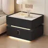 Mesita de Noche Inteligente Colgante para Dormitorio del Hogar, Gabinete de Noche de Madera Maciza, Gabinete de Almacenamiento Simple Multifuncional Minimalista Moderno de Lujo Ligero